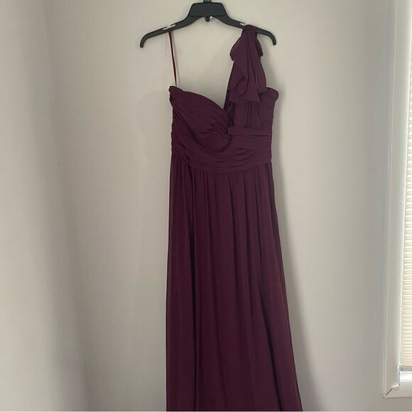 Lauren Ralph Lauren One-Shoulder Ruched Gown Marsala size 14 - Picture 1 of 5